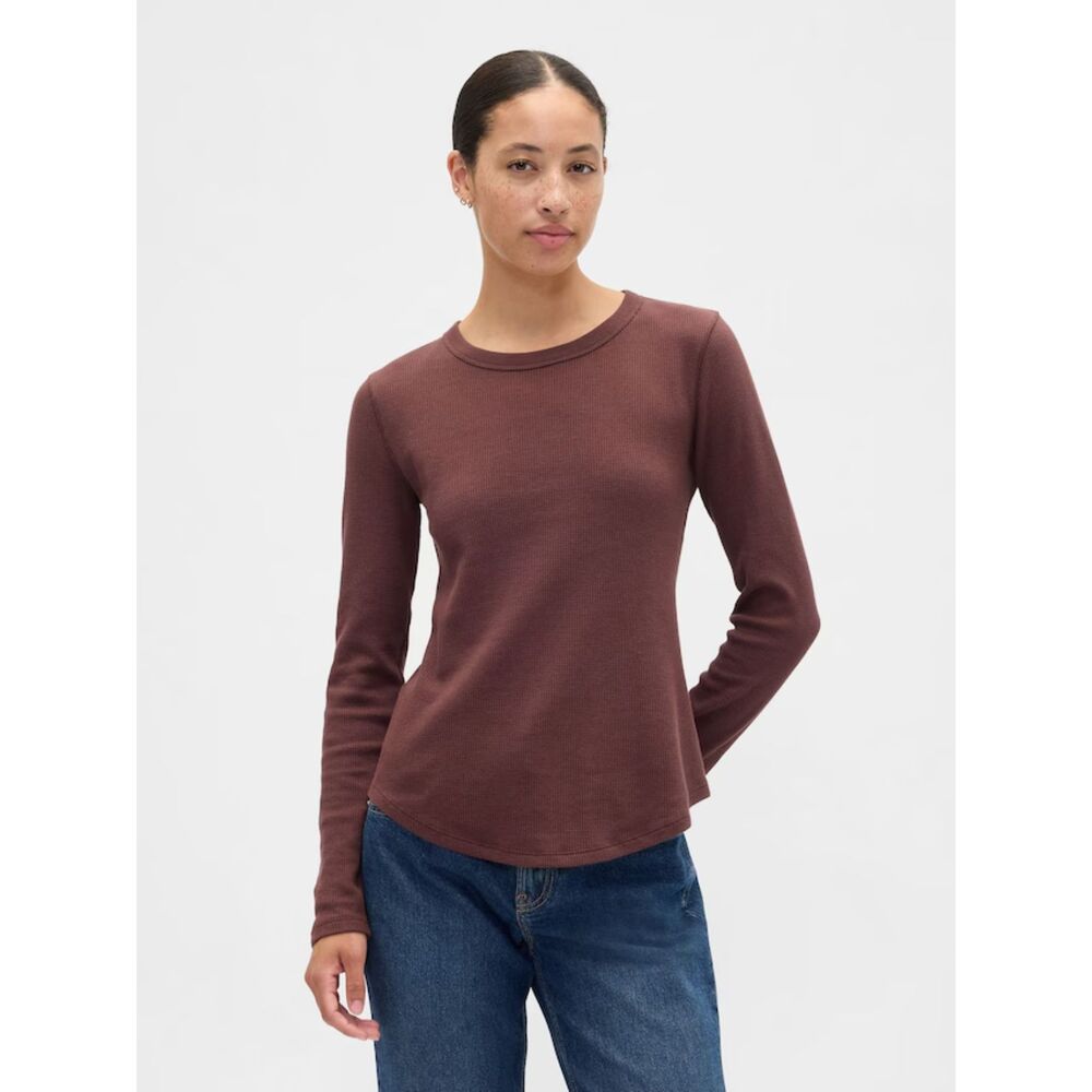 Gap Brown Waffle Knit Long Sleeve T-Shirt Size XL NWT